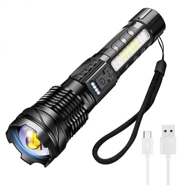 Bluejw 2000 Lumen LED Zoomable Flashlight - Rechargeable Type-C Handheld Torch with Power Display for Camping & Emergency - Image 1